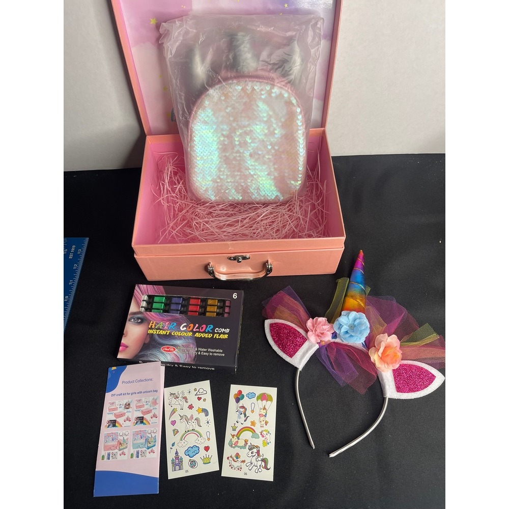 Bestisur Unicorn Gift DIY Craft Kit Girls Pink Sequin Bag Headband YYDZ03 NEW